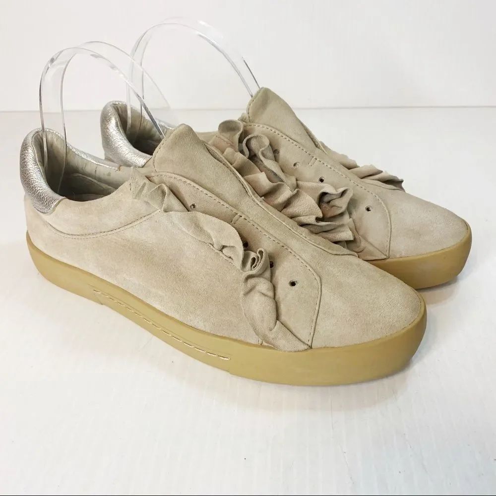 Joie Suede Ruffle Slip On Sneakers 37.5